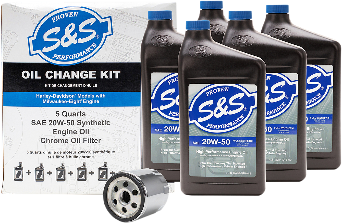 S&S CYCLE Oil Change Kit - Black Filter - M8 - 5 US quarts 218945