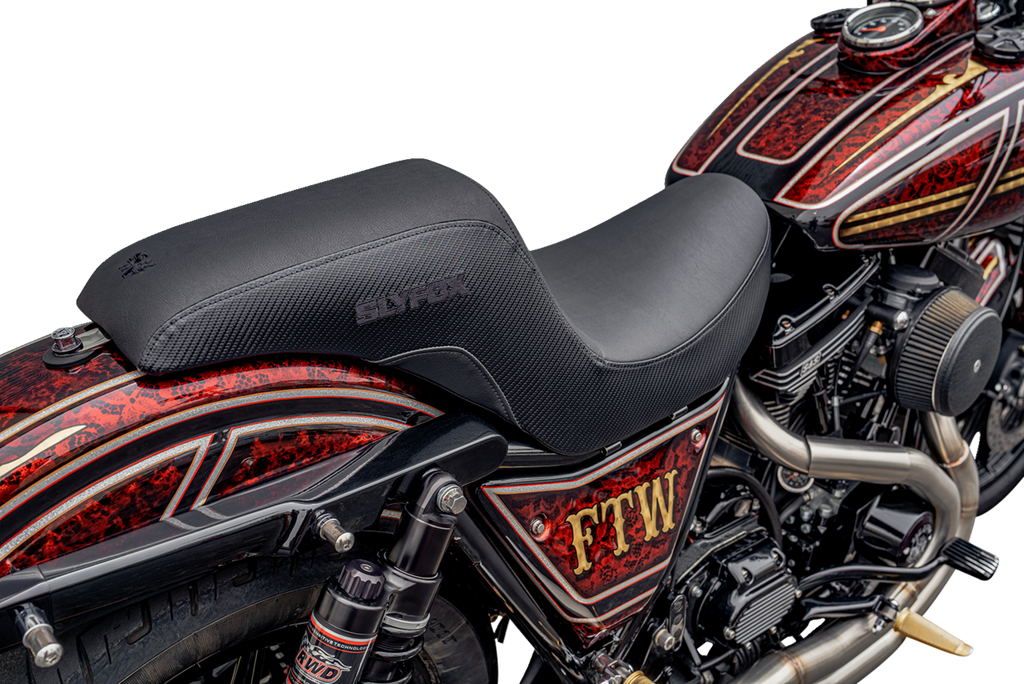 SLYFOX Drifter Seat - Black Logo - Black Vinyl - Smooth - FXR '82-'00 SlyFox4681A