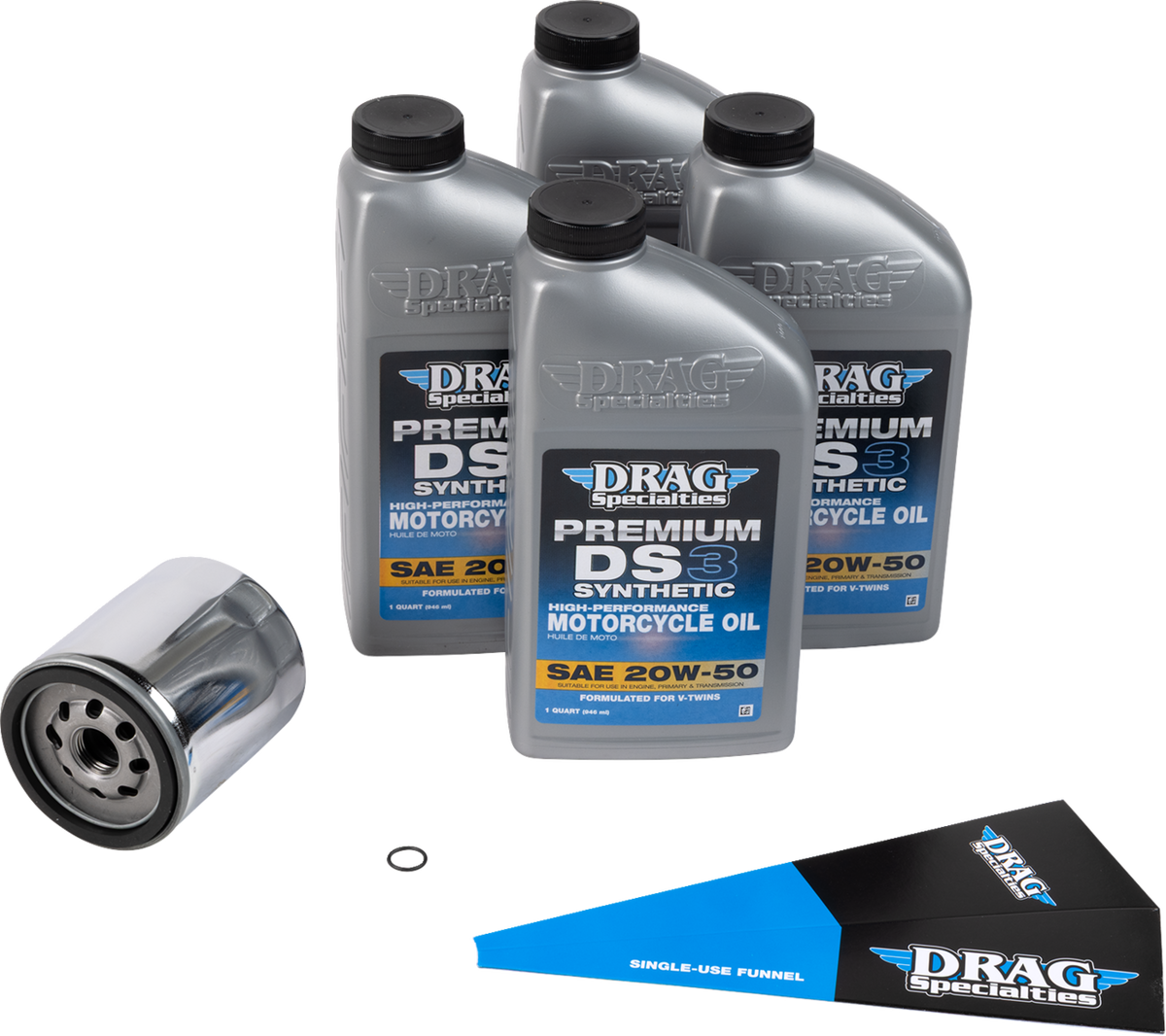 DRAG SPECIALTIES OIL Full Synthetic Oil Change Kit - 20W50 - Twin Cam - Chrome Filter 224378